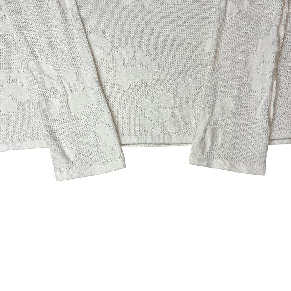 Z Supply Tibi Ivory Mesh Knit Floral Long Sleeve Sweater Top Size Medium - Picture 7 of 9